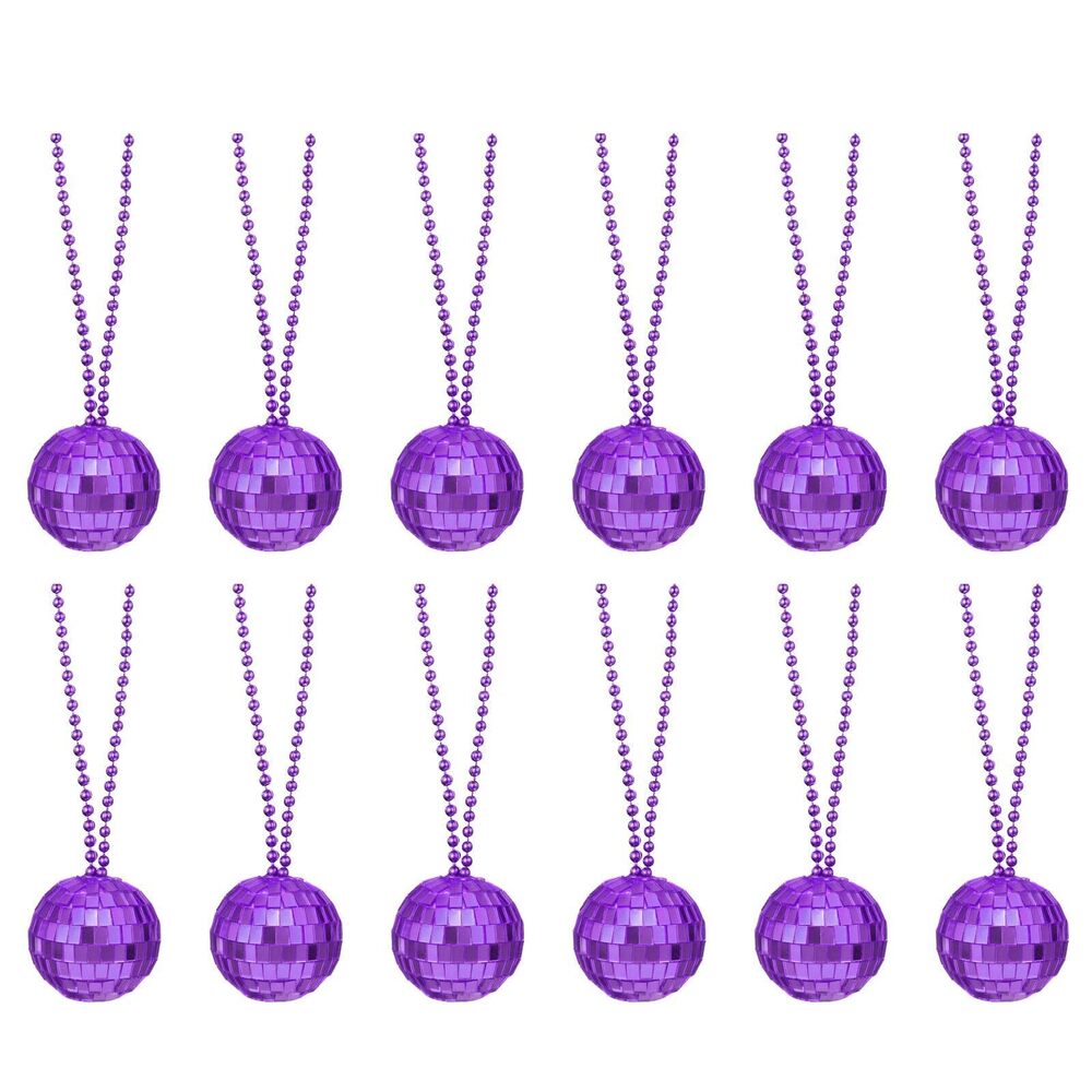 8485 12 Pcs Mirror Disco Ball Necklaces 1.2" Bulk Disco Ball